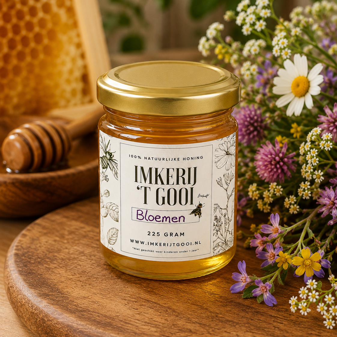 Bloemenhoning – 225 gram – 100% puur & koud geslingerd