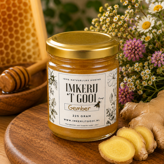 Gemberhoning – 225 gram – 100% puur & koud geslingerd